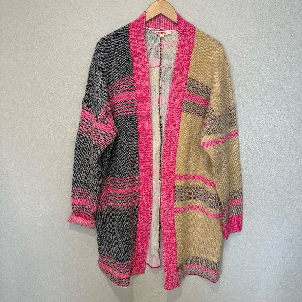 Mazik Pink and Gray Women's Cardigan - Picture 2 of 11